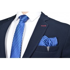 Галстук и платок синий (в полоску)