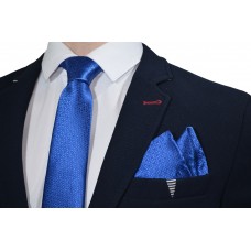 Галстук и платок ярко-синий (в узор)