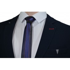 Галстук тонкий черно-фиолетовый (в полоску)